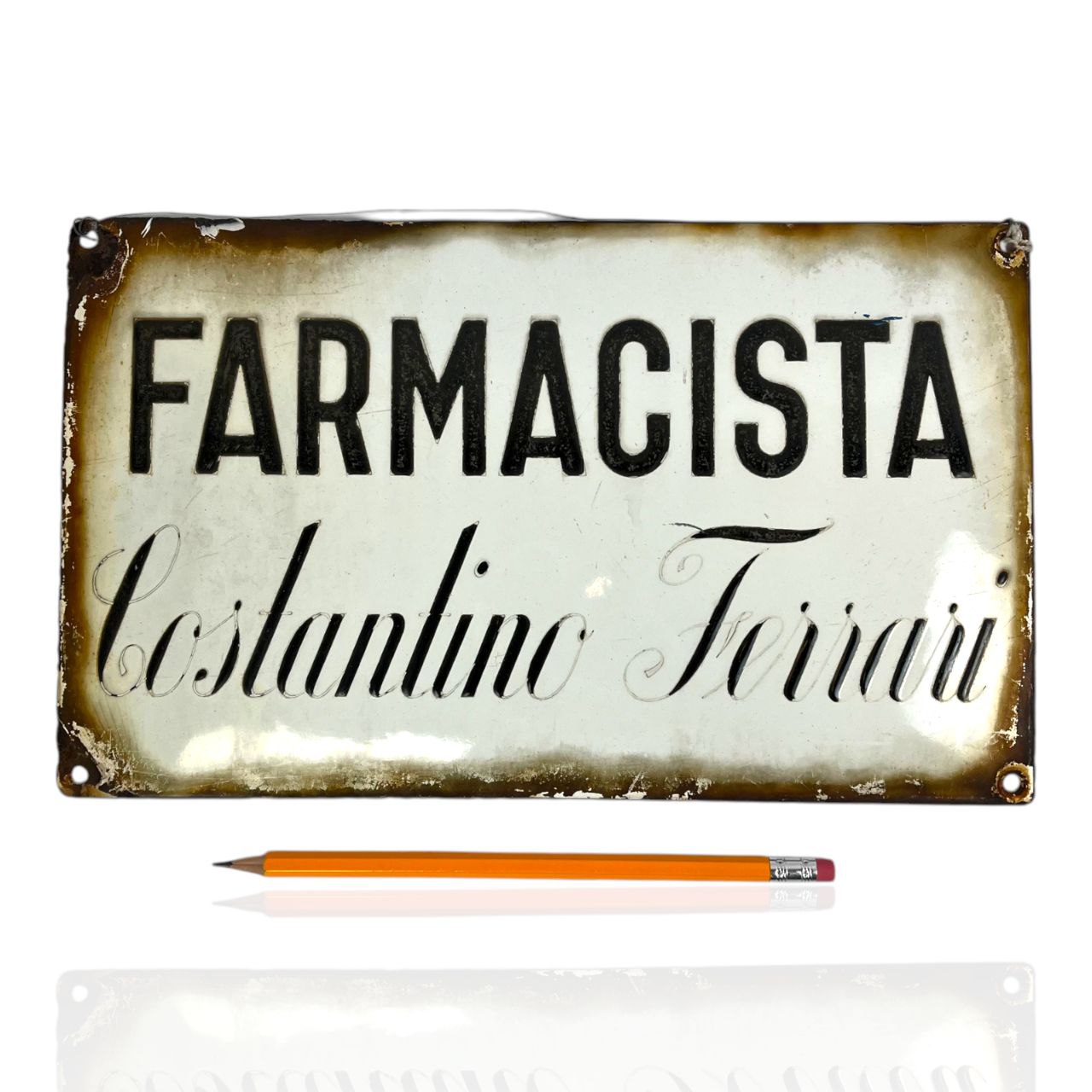 Targa smaltata - Farmacista Costantino Ferrari | Anni '30