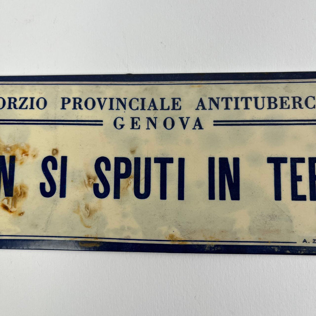 Insegna - "Non si sputi per terra" | Anni '40