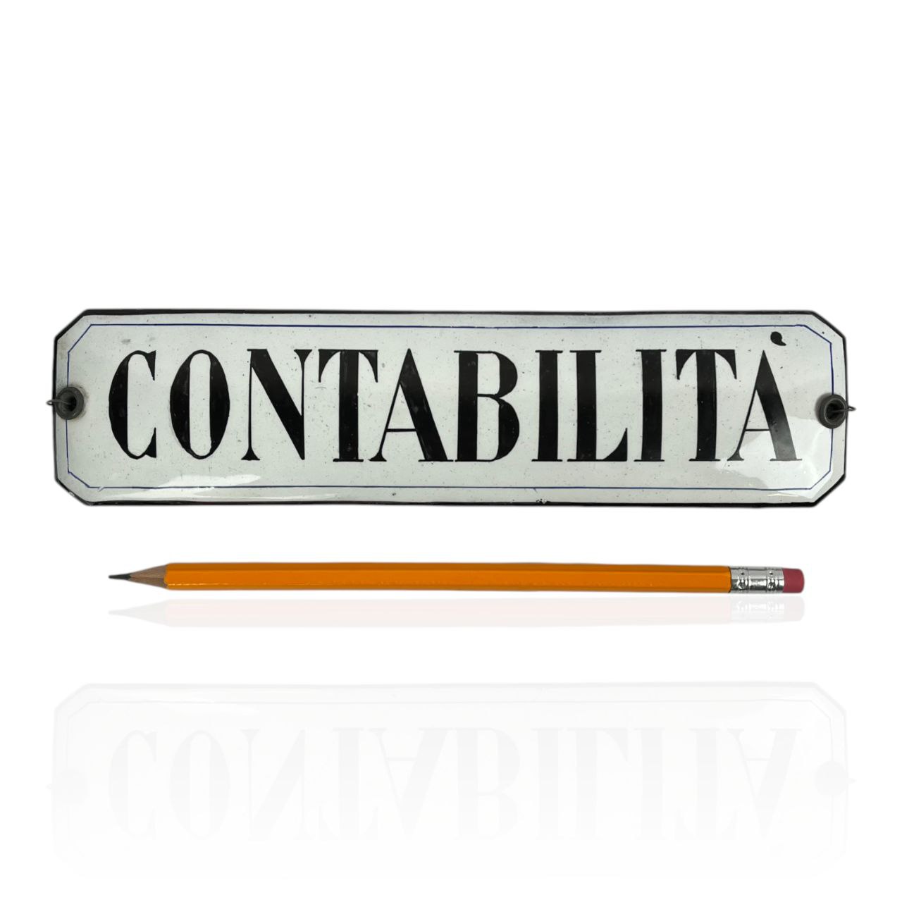 Targhetta smaltata - Contabilità | Anni '40