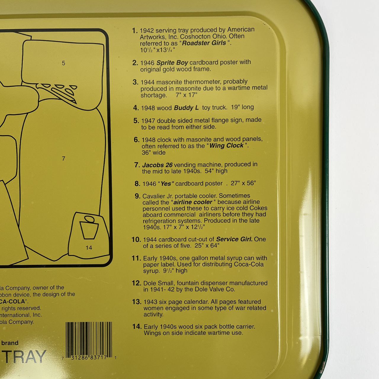 Vassoio pubblicitario - Coca-Cola Decades of Collectibles 1940s