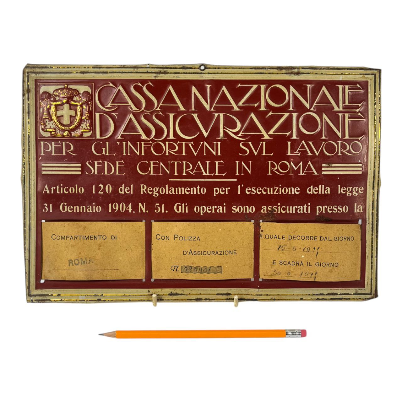Insegna - Cassa Nazionale d'Assicurazione | Anni '20