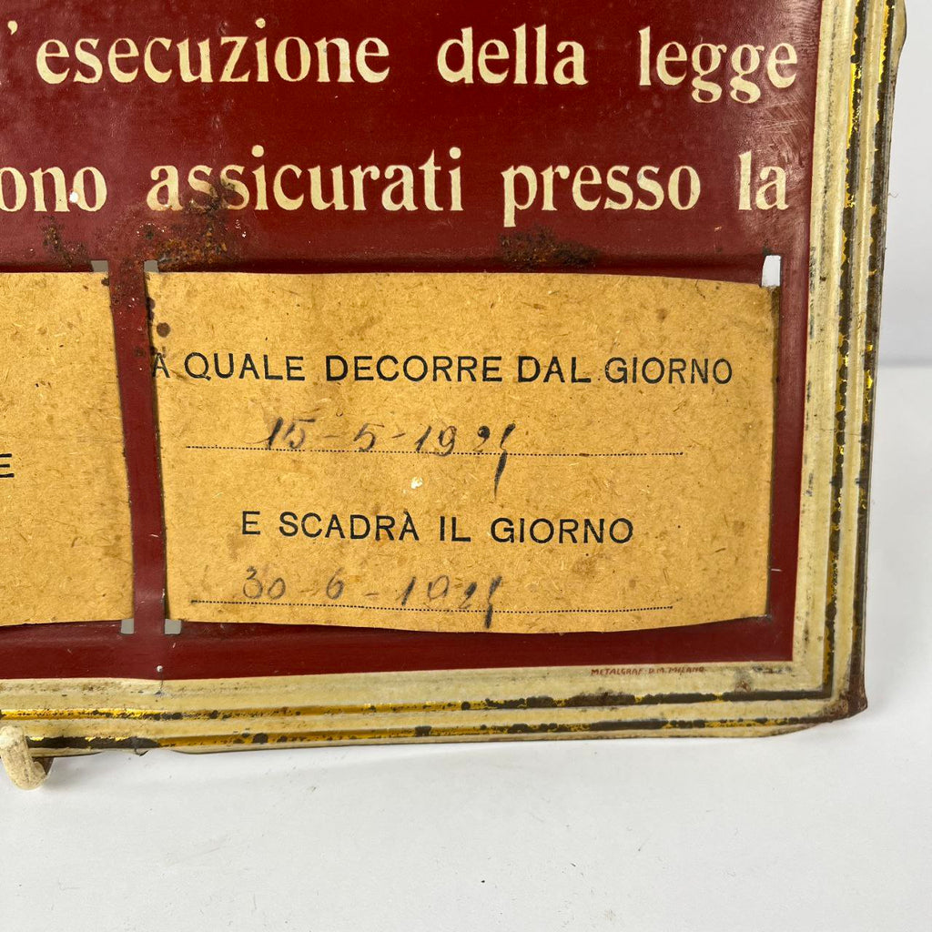 Insegna - Cassa Nazionale d'Assicurazione | Anni '20