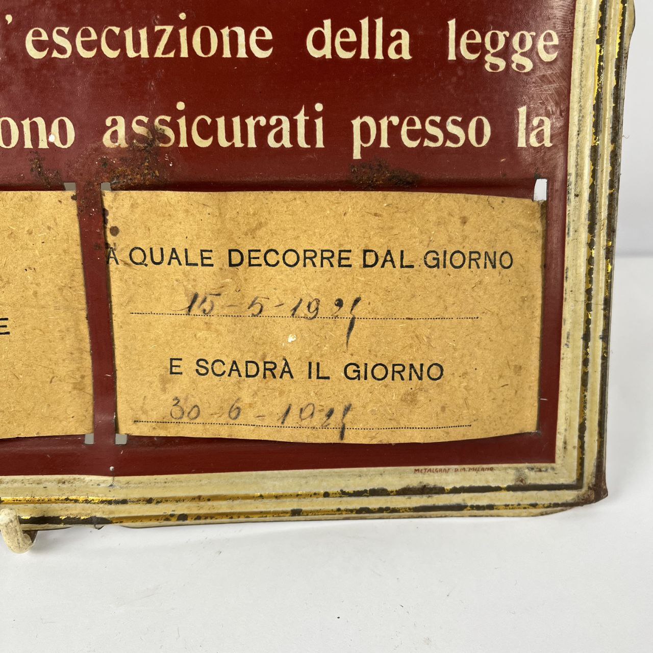 Insegna - Cassa Nazionale d'Assicurazione | Anni '20