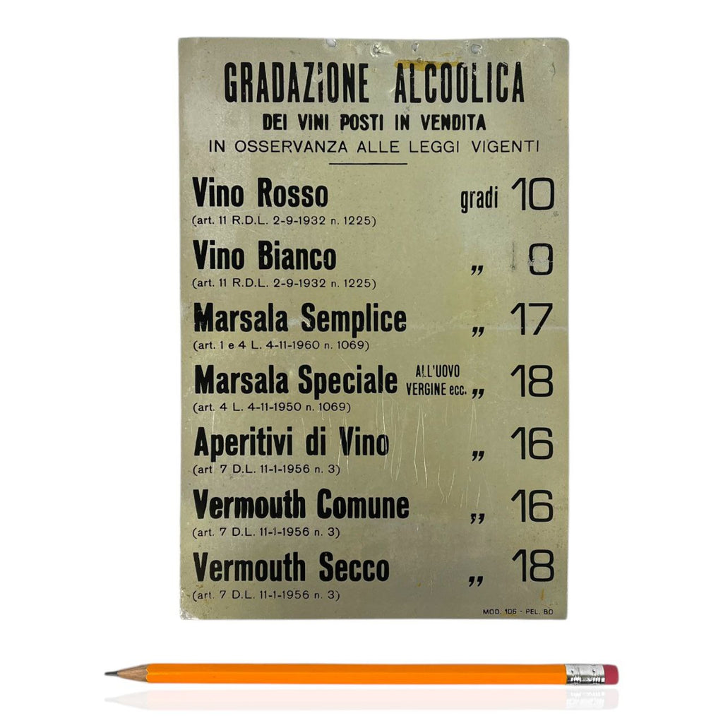 Insegna - Gradazione alcoolica dei vini