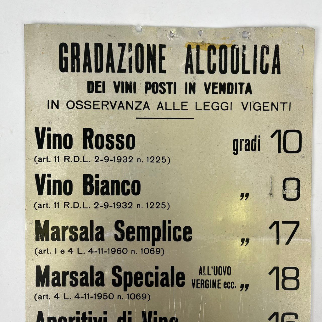 Insegna - Gradazione alcoolica dei vini