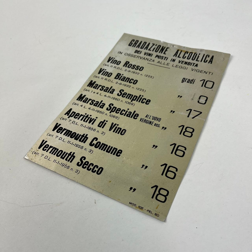 Insegna - Gradazione alcoolica dei vini