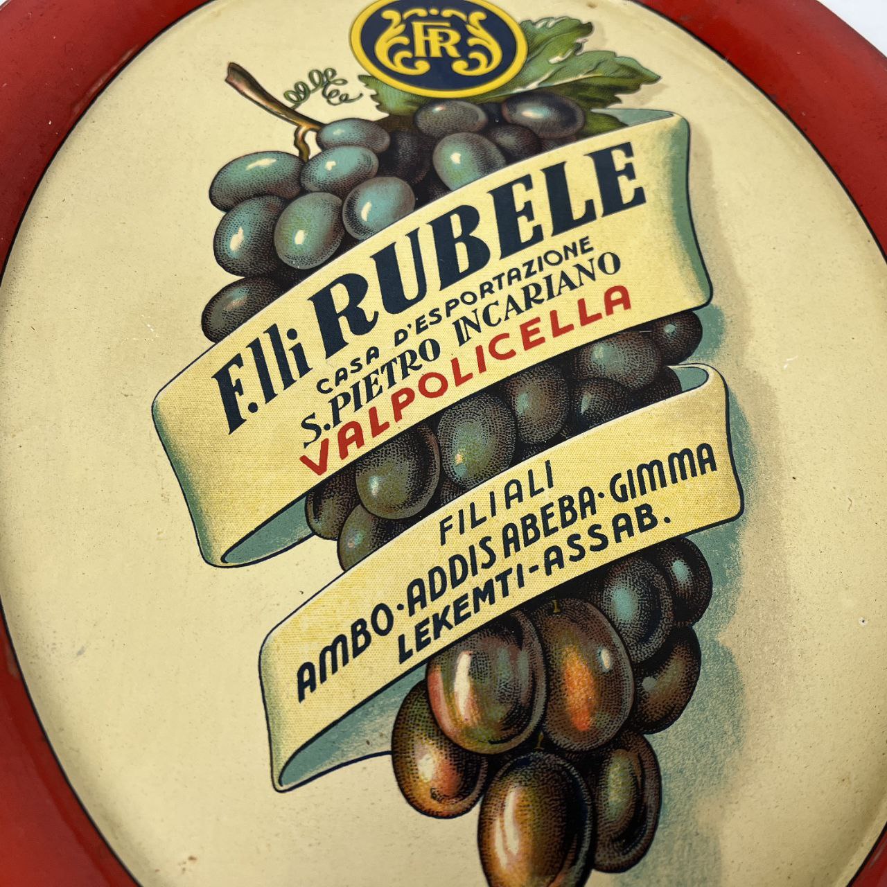 Vassoio pubblicitario - Valpolicella F.lli Rubele