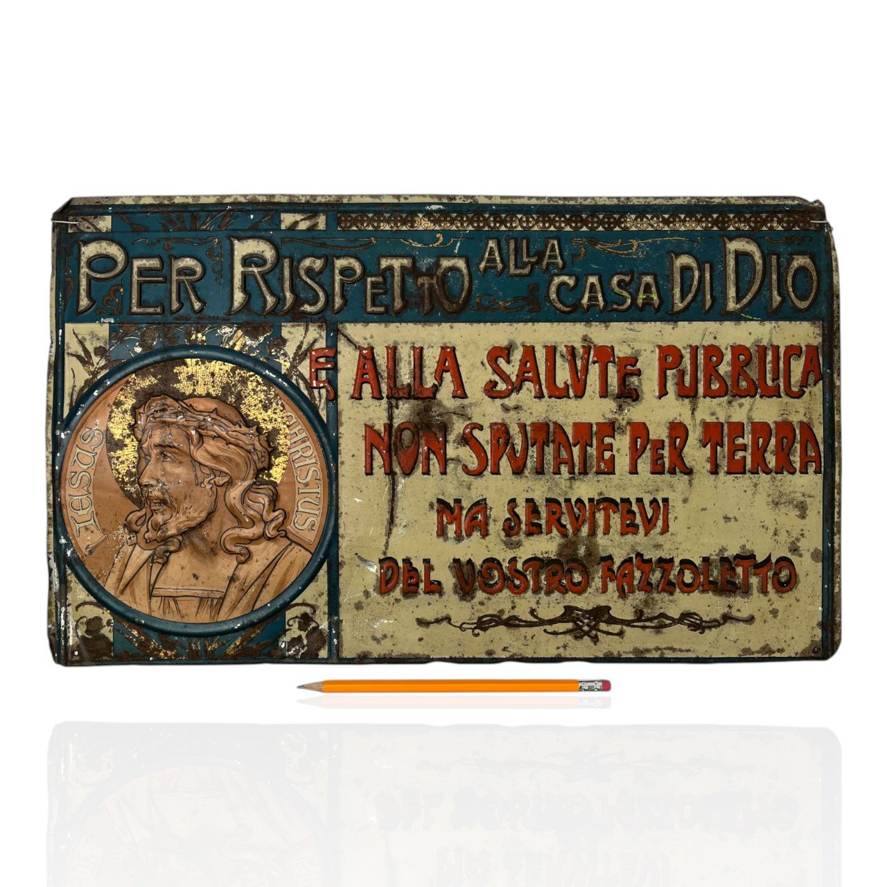 Insegna - Per rispetto della casa di Dio, non sputare per terra