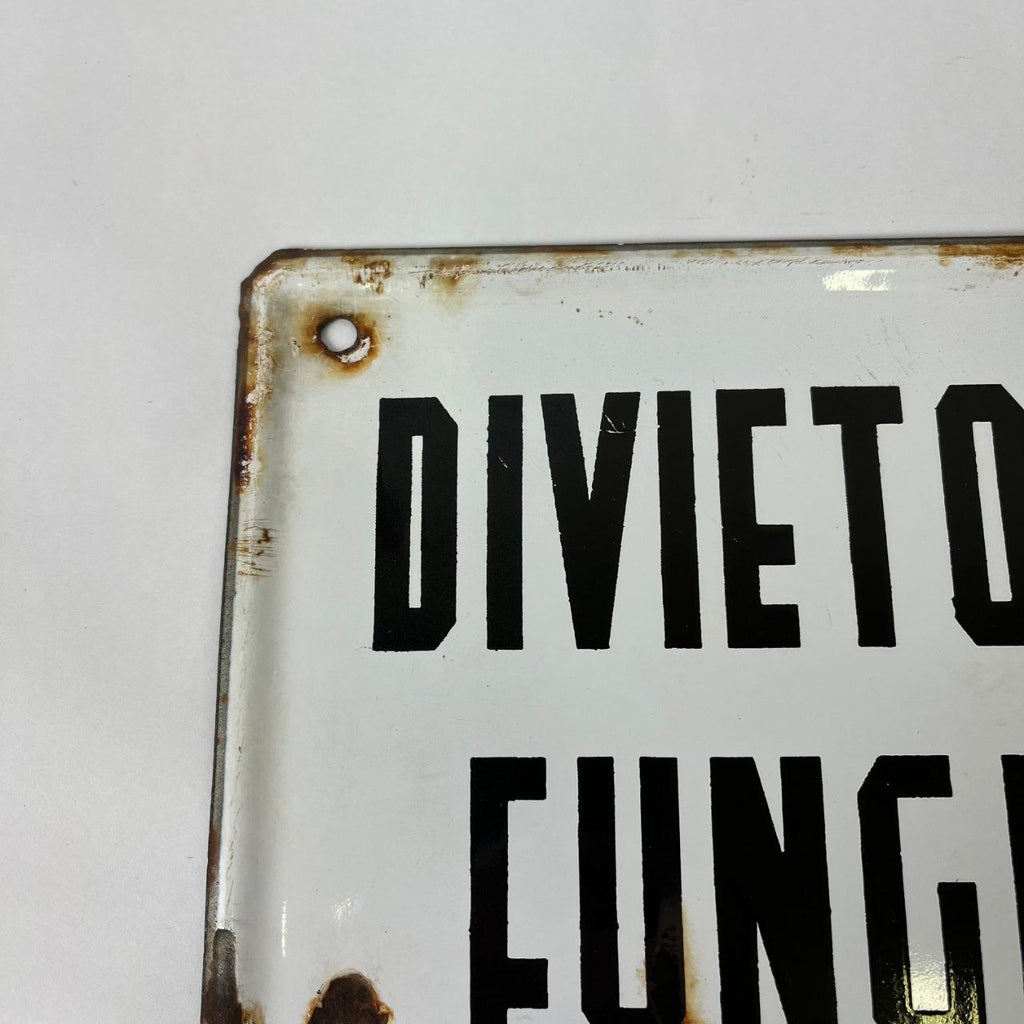 Targa smaltata - Divieto Raccolta Funghi e Legna | Anni '70