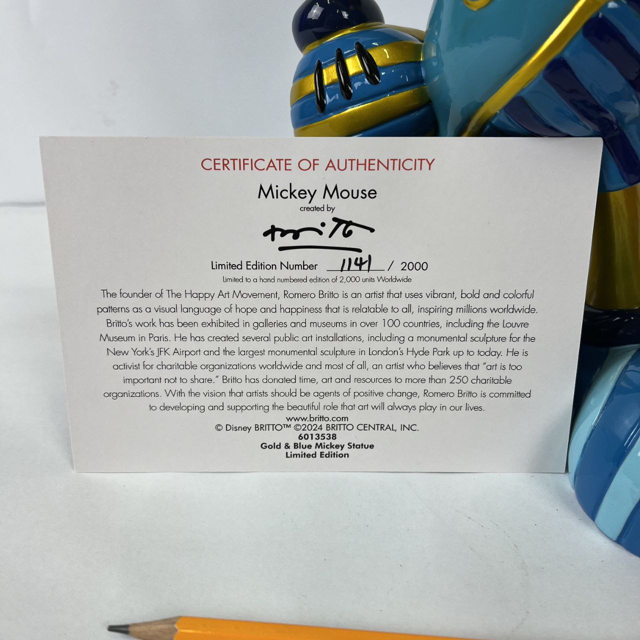 Figurine - Gold &amp; Blue Mickey Mouse Limited Edition by Britto