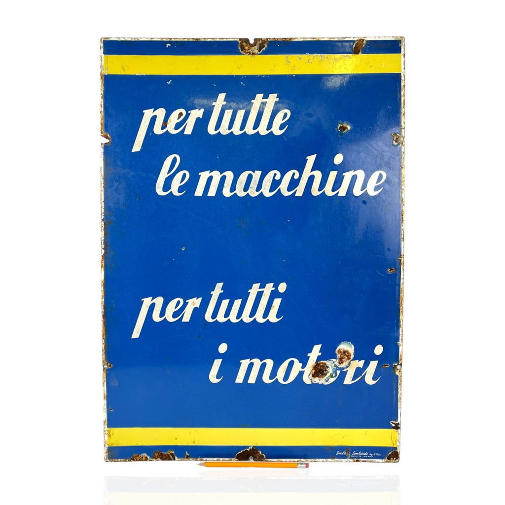 Enamel Sign - Olio Fiat - For All Cars, For All Engines