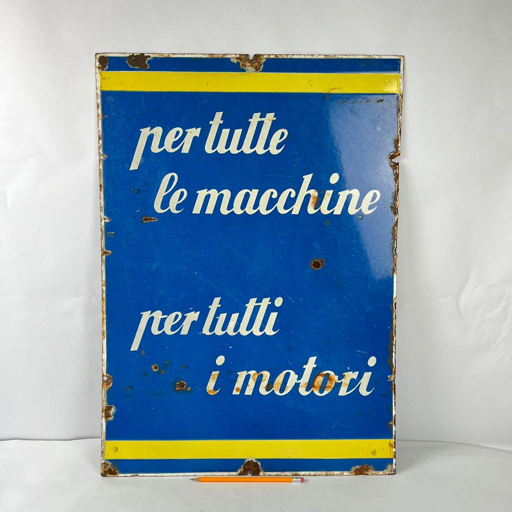 Enamel Sign - Olio Fiat - For All Cars, For All Engines