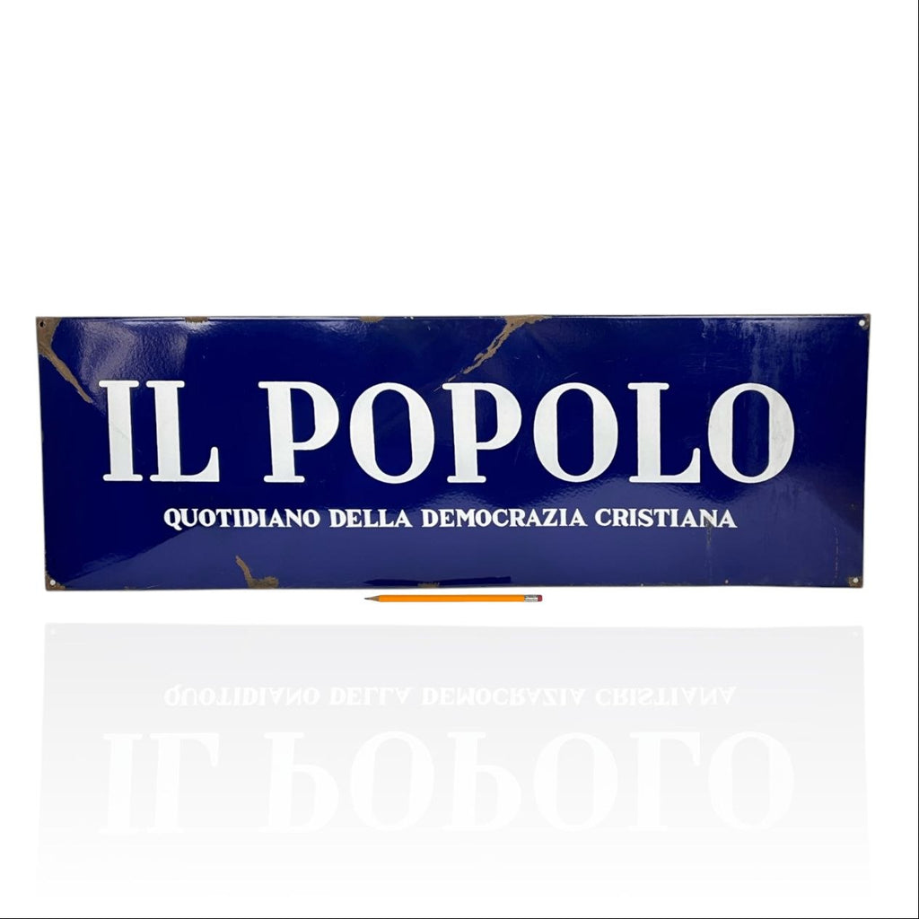 Enamelled sign - Il Popolo, Daily Newspaper of the Christian Democracy