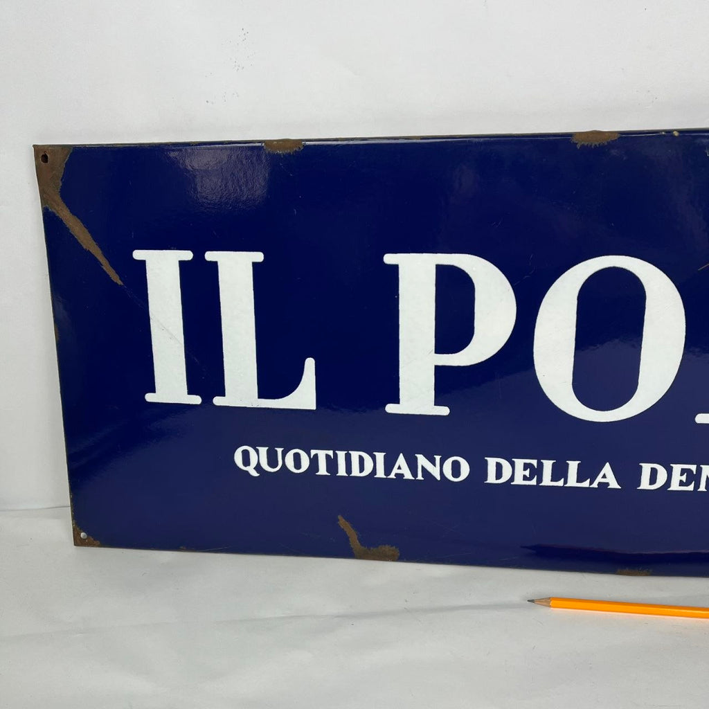 Enamelled sign - Il Popolo, Daily Newspaper of the Christian Democracy