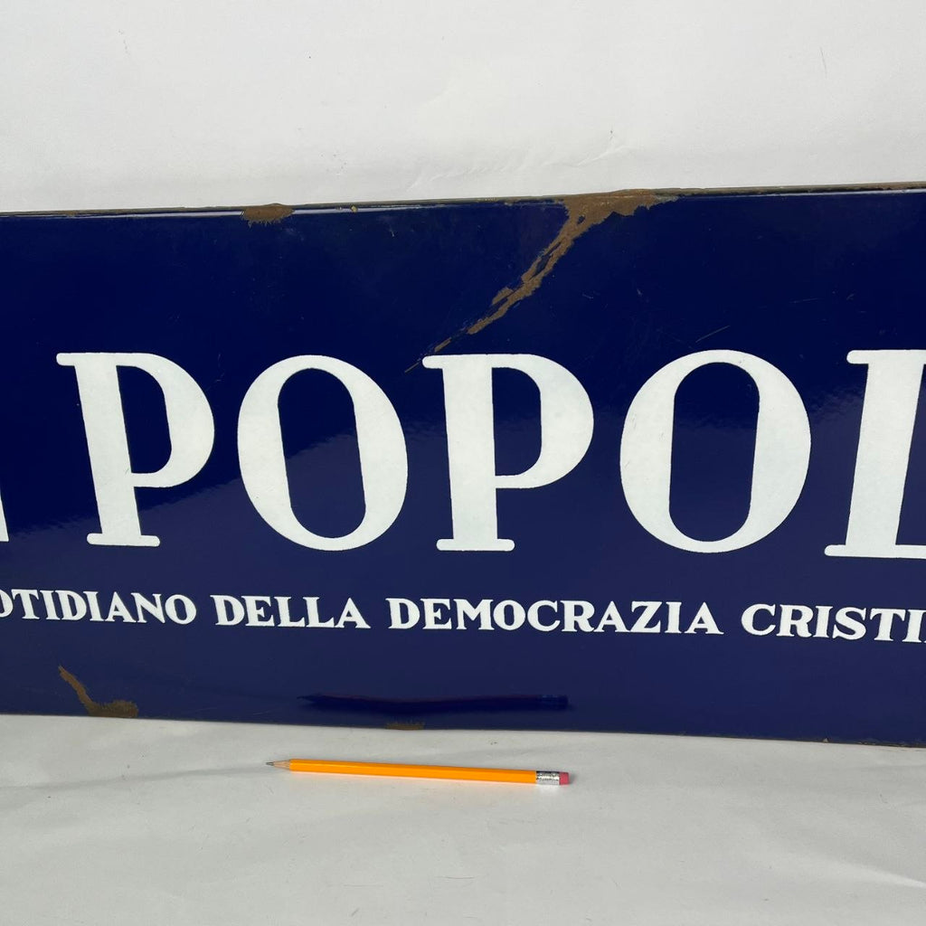 Enamelled sign - Il Popolo, Daily Newspaper of the Christian Democracy