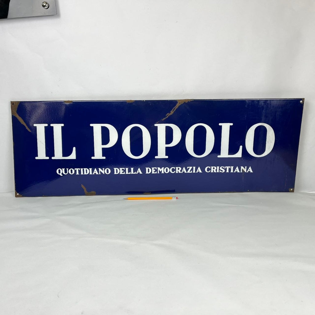 Enamelled sign - Il Popolo, Daily Newspaper of the Christian Democracy