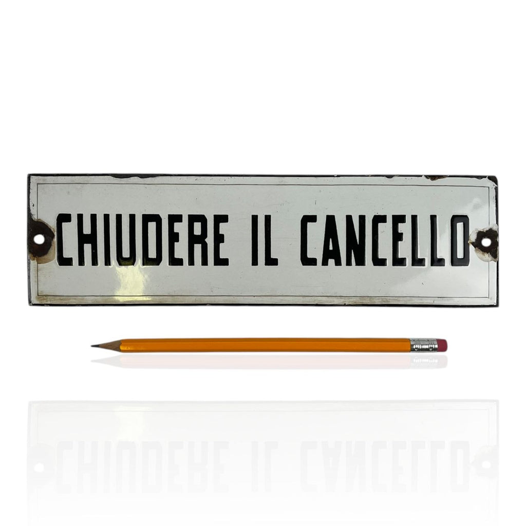 Targhetta smaltata - Chiudere il Cancello | Anni '40