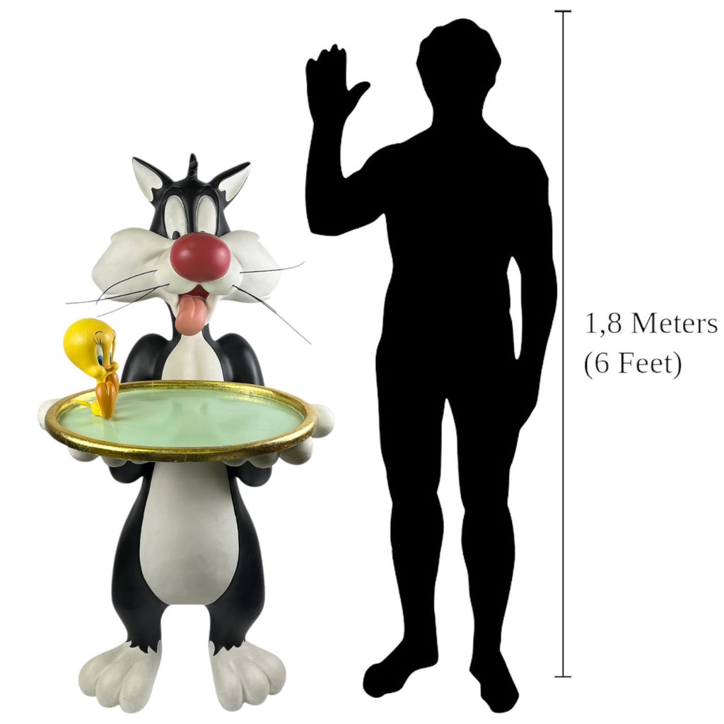 Statua life size Gatto Silvestro e Titti Maggiordomo – Originale Warner Bros. c. 2000