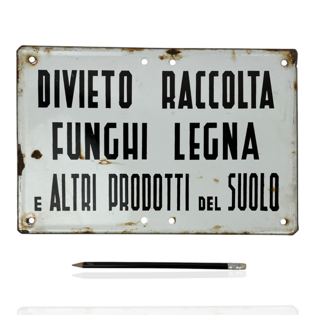 Enamel Sign - No Mushroom and Firewood Picking | 1970s
