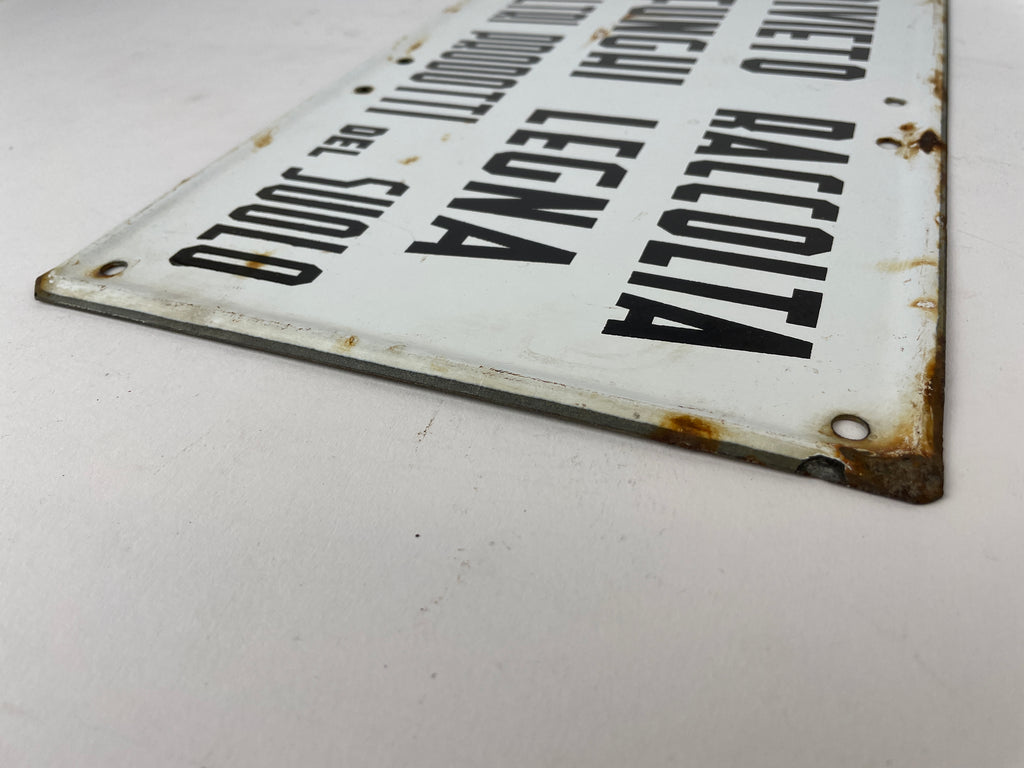 Enamel Sign - No Mushroom and Firewood Picking | 1970s